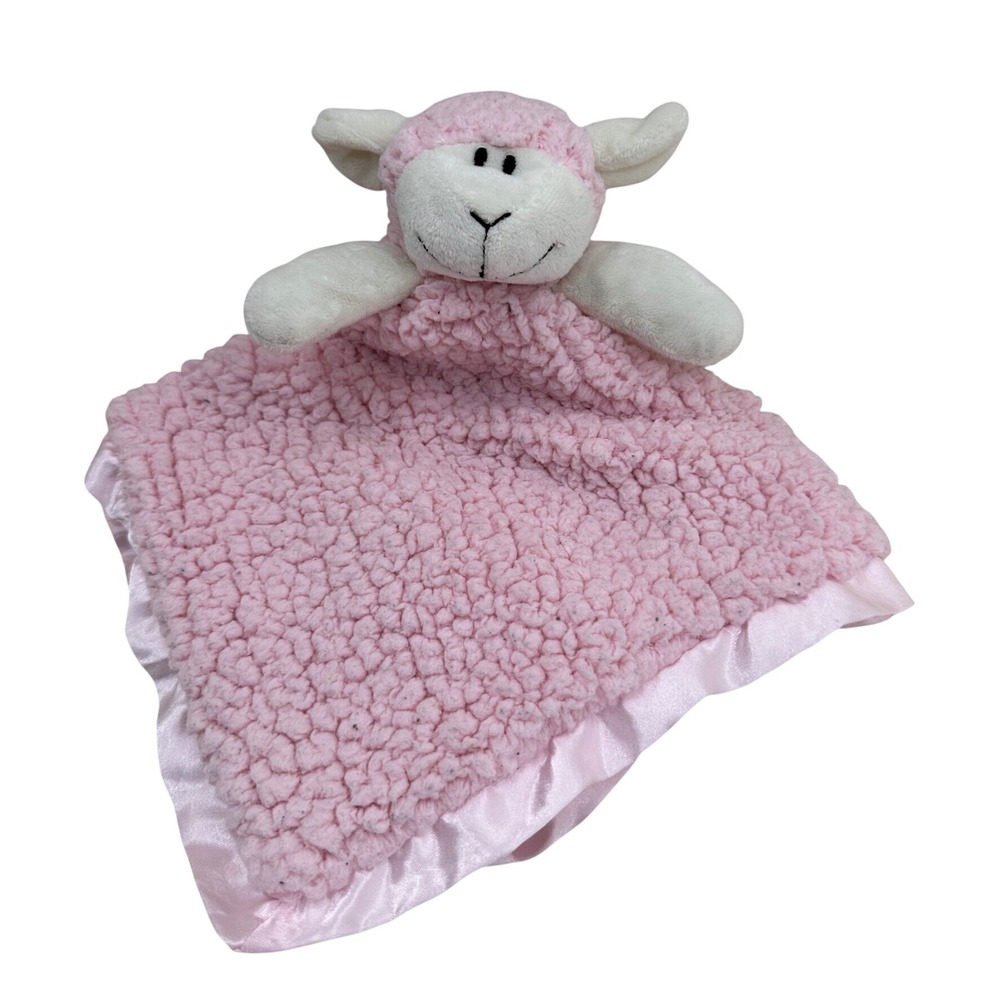 Stephan‎ Baby Lamb Lovey Pink Sherpa Security Blanket Satin Trim Plush Easter